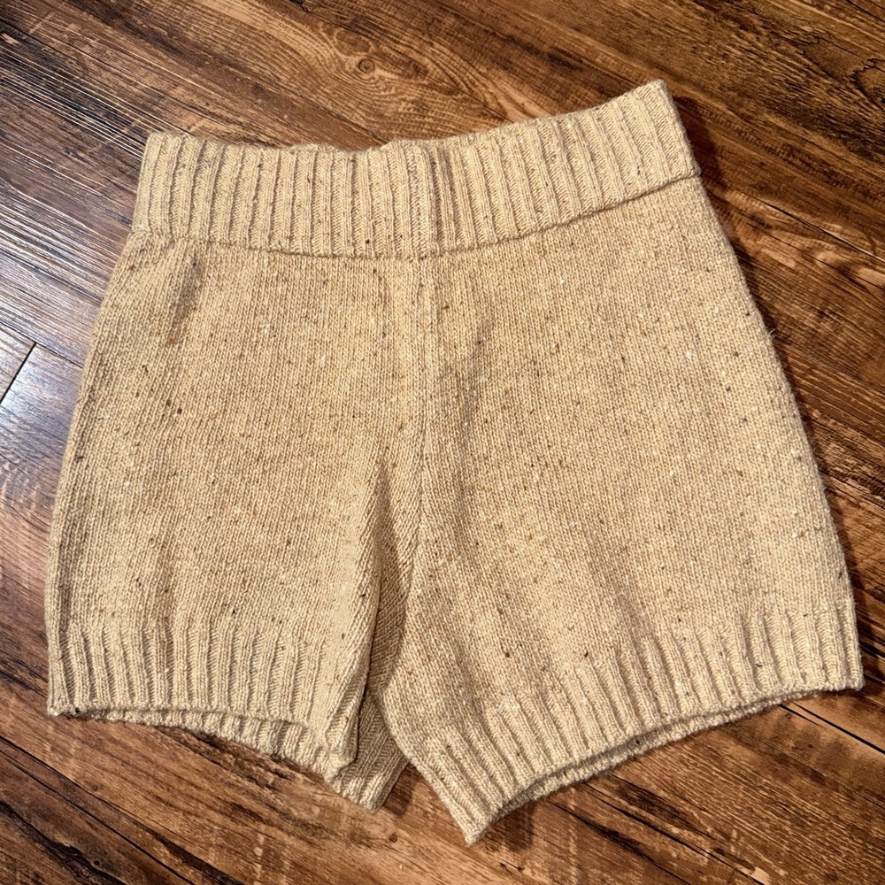 Zara Tan Wool Blend Knit Shorts Women's Size Small NEW‎ $36